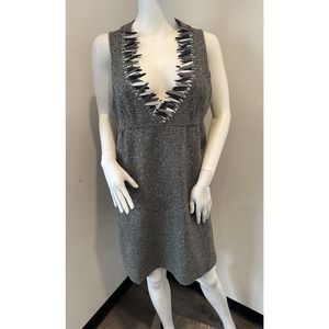 Anna Sui Dress Women Sleeveless Tweed Embellished Halter Gray size L NWT
